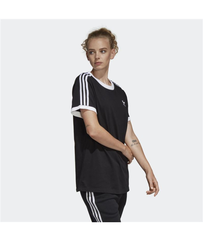 Camiseta adidas 3 riscas pretas Mulher