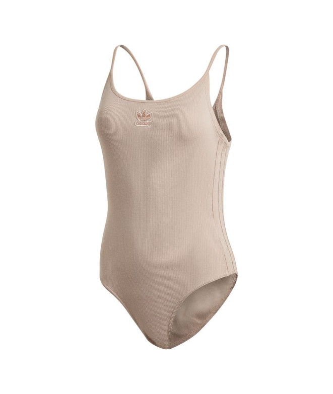 Body adidas Mulher bege com nervuras