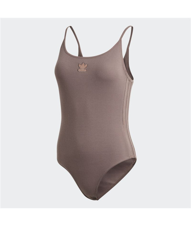 Body adidas Mulher castanho com nervuras