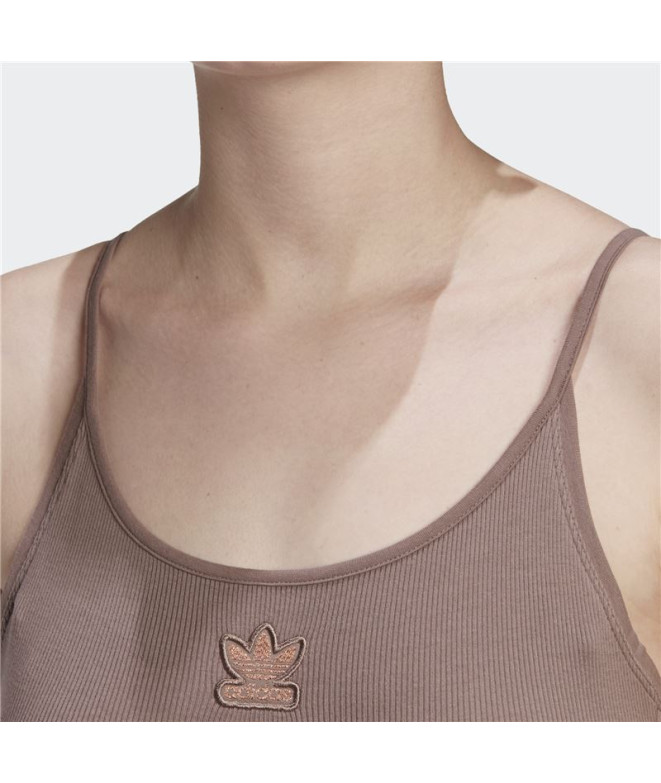 Body adidas Mulher castanho com nervuras