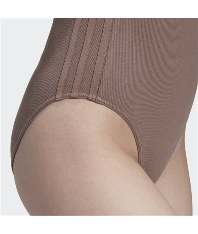 Body adidas Mulher castanho com nervuras