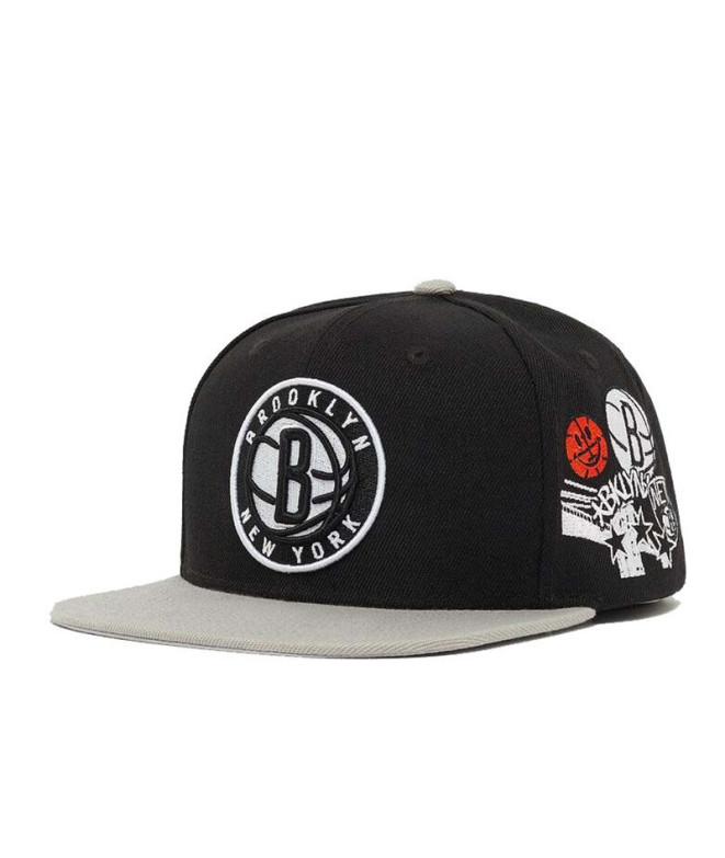 Boné de basquetebol Mitchell & Ness Brooklyn Nets preto