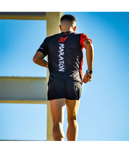 T-shirt de running Kamuabu SoyMaraton noir/rouge 2
