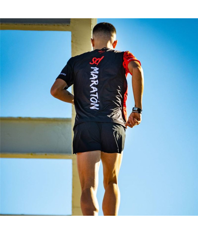 T-shirt de running Kamuabu SoyMaraton noir/rouge