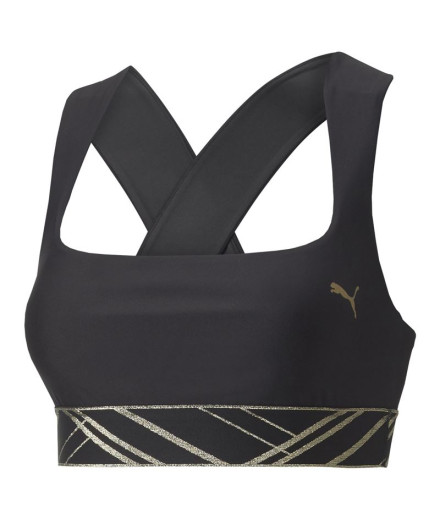 Puma Mid Impact Deco Glam noir brassiere de sport...