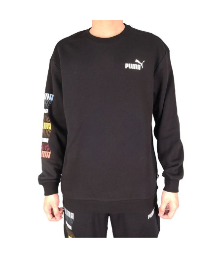 Sweatshirt Puma Repeat Graphic Crew preto Homem