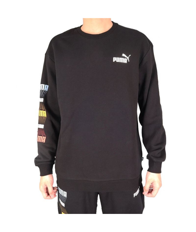 Sweatshirt Puma Repeat Graphic Crew noir Homme