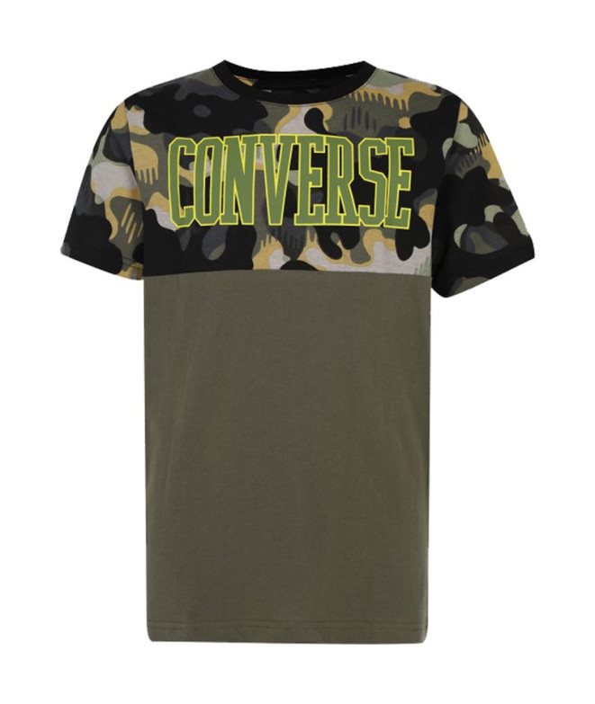 T-shirt Converse Blocked Camo Green T-shirt para crianças