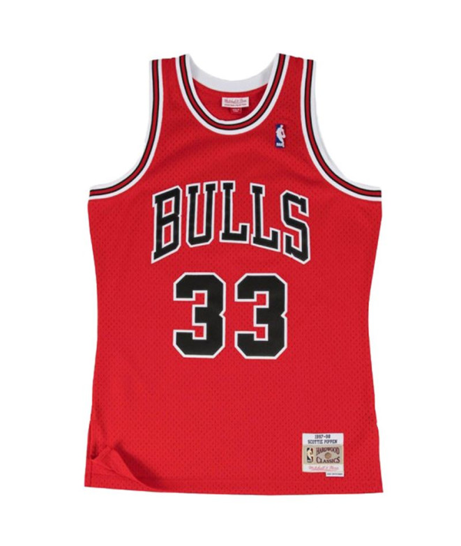 Mitchell & Ness Chicago Bull Scotie Pippen Camisolas de basquetebol para homem Vermelho