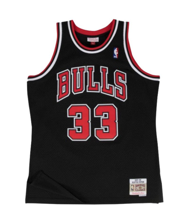 Mitchell & Ness Chicago Bull Scotie Pippen Noir Chemise de basket-ball pour hommes
