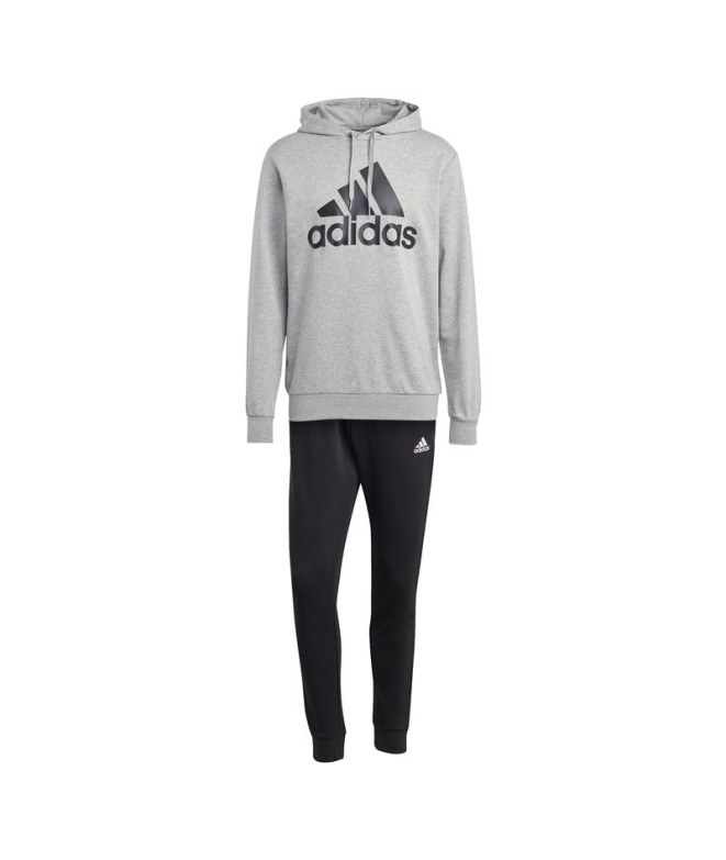 Fato de treino adidas Fato de treino de felpo com logótipo grande Preto/Cinzento para homem