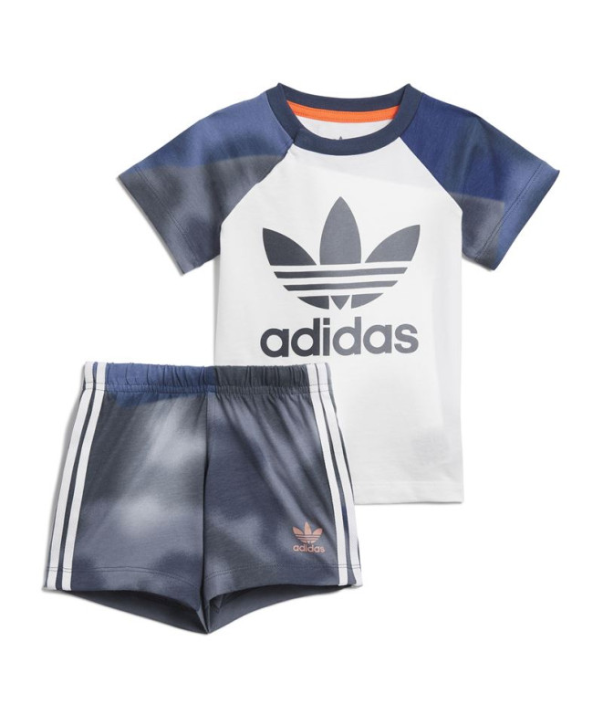 Conjunto adidas Camuflagem estampada para criança Azul