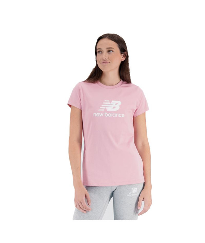 Camiseta New Balance Essenciais cor-de-rosa Mulher