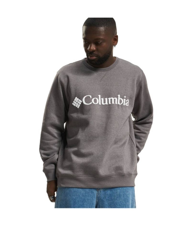 Columbia Logo Fleece Crew Sweatshirt Grey Hommes