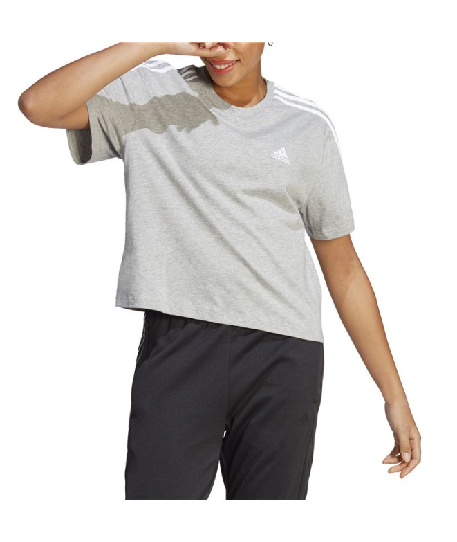 Camiseta adidas 3S Cropped Top Gris Mujer