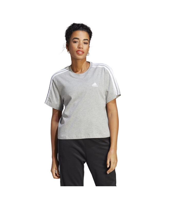 Camiseta adidas 3S Cropped Top Gris Mujer
