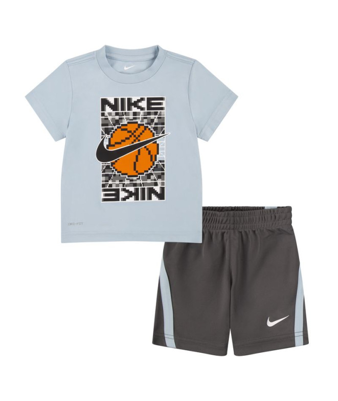 Conjunto Nike Df Icon Short Boy Cinzento