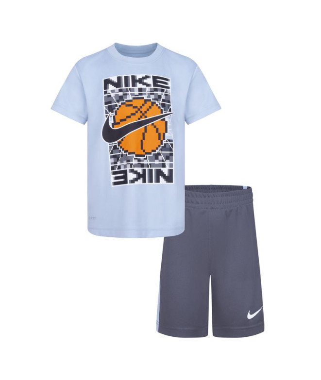 Conjunto Nike Df Icon Short Boy Cinzento