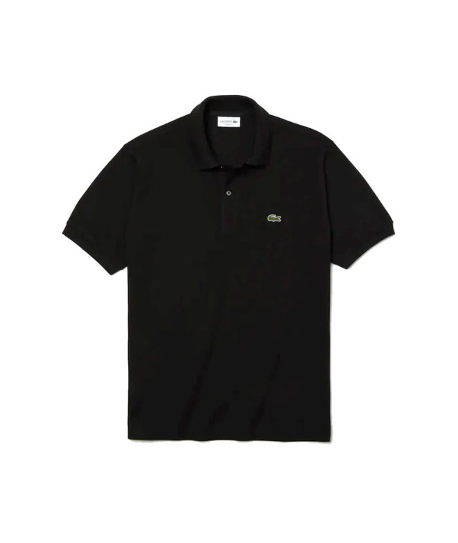 Polo Lacoste Preto com nervuras Homem