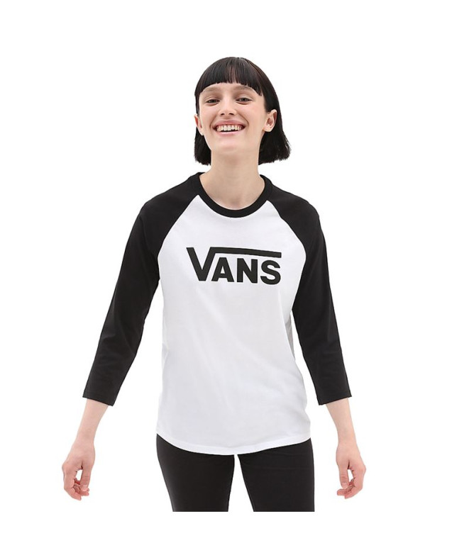Camiseta Vans Drop V Raglan Blanco Mujer