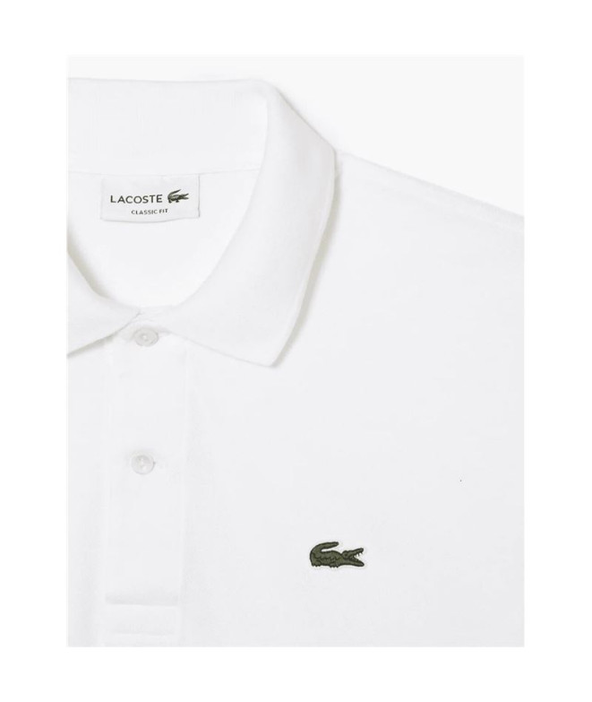 Polo Lacoste Blanc côtelé Homme