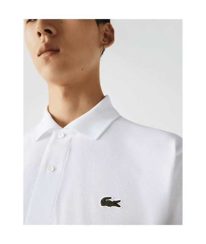 Polo Lacoste Blanc côtelé Homme