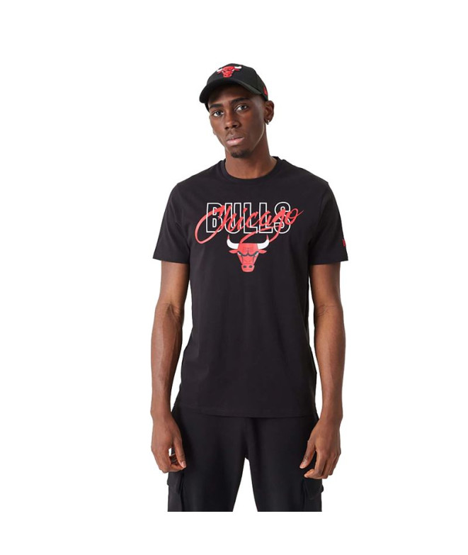 New Era T-shirt para homem Script Chicago Bulls preta