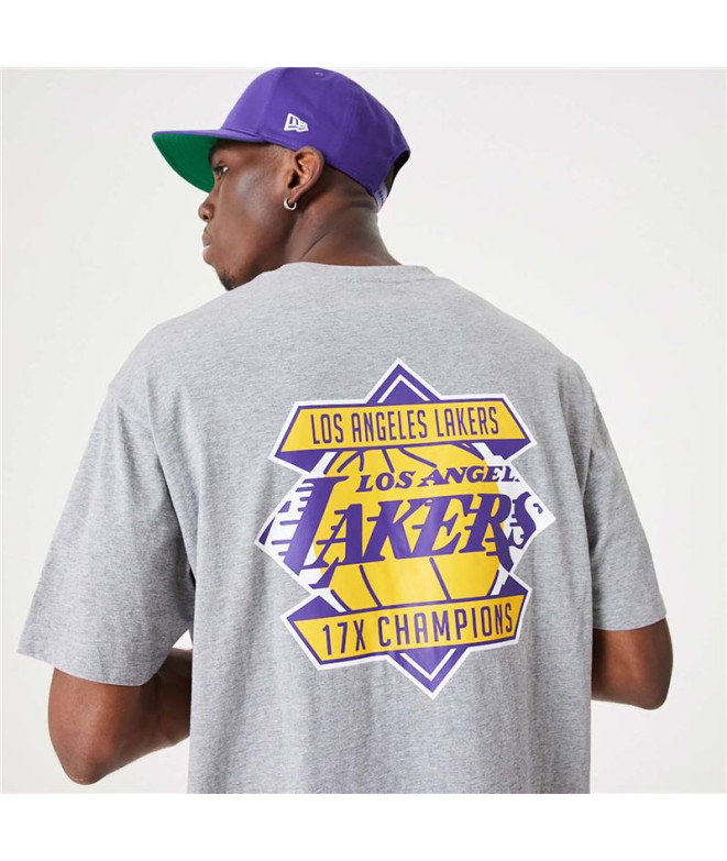 Camiseta New Era Campeonato LA Lakers Cinza Homem