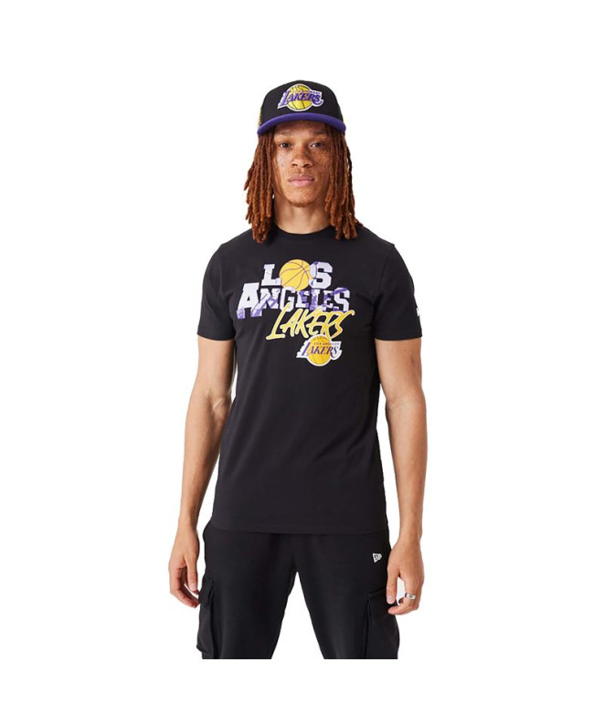 New Era NBA Infill Graphic T-Shirt noir pour hommes LA Lakers