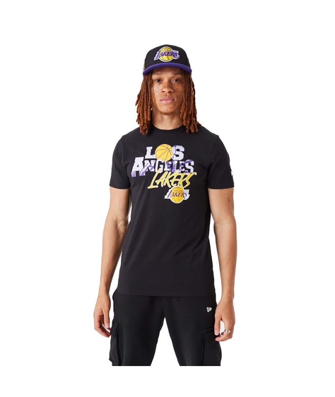 New Era T-Shirt NBA Infill Graphic LA Lakers para homem, preta