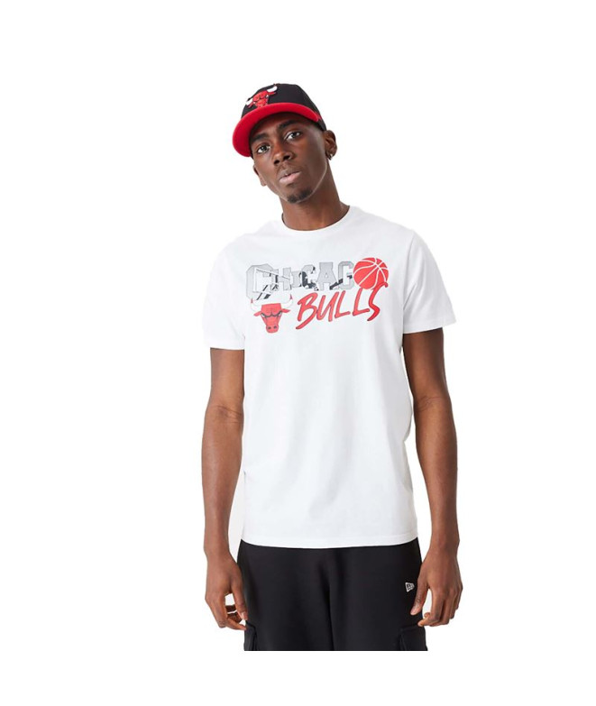 New Era NBA Infill Graphic Chicago Bulls T-Shirt hommes blanc
