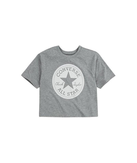 T-shirt Converse Assinatura Chuck Patch Boxy Girl Cinzento