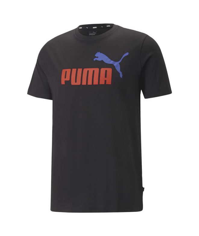 Camiseta Puma Essentials + 2 Col Logo Hombre Negro