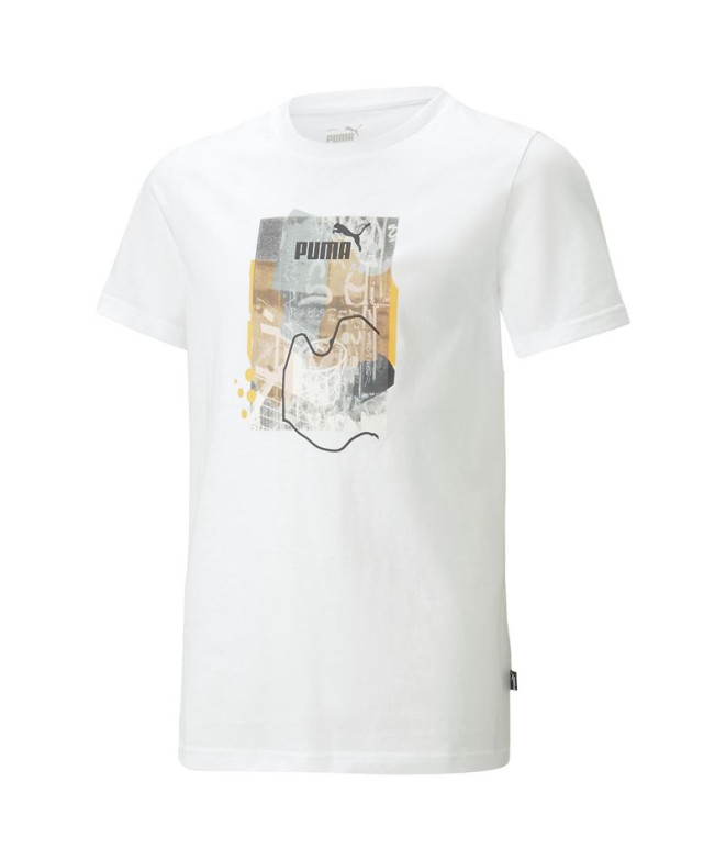 Camiseta Puma Essentials+ Street Art Grap Niño White
