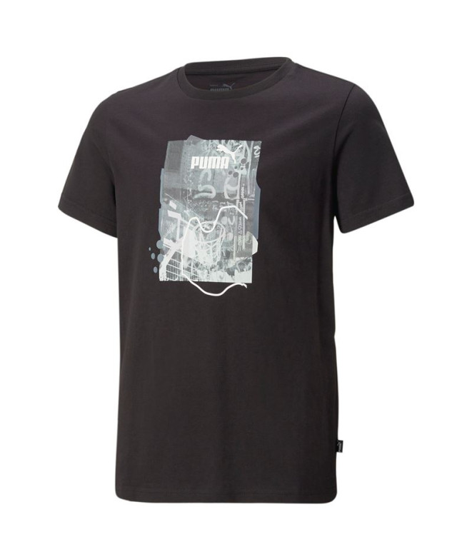 Puma Essentials+ Street Art Grap Boy's T-Shirt Black