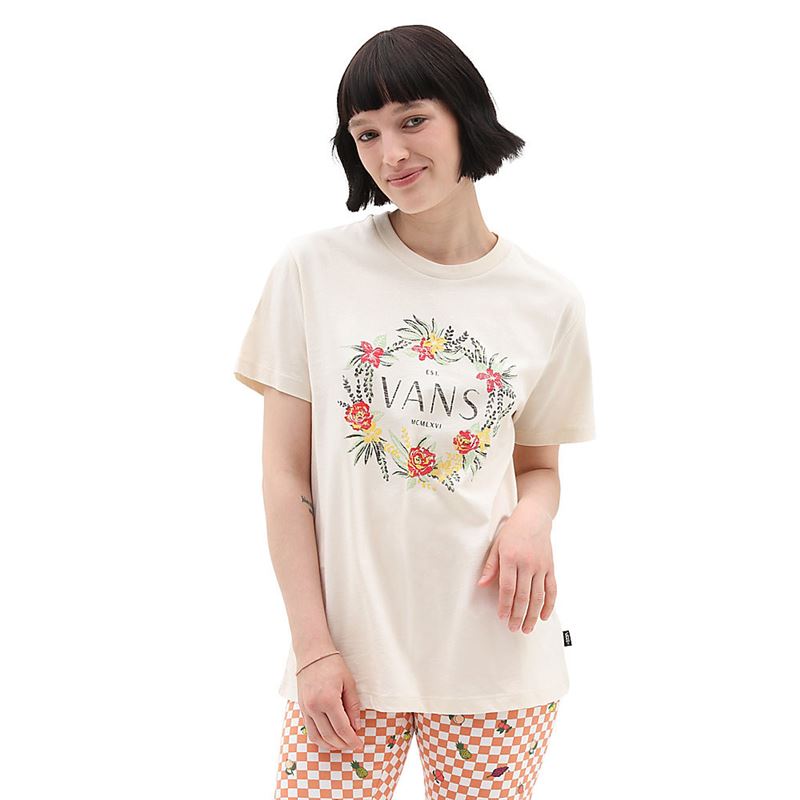 Camisetas vans store mujer beige