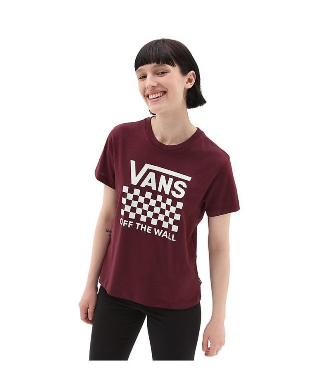 T-Shirt Vans Lock Box Crew-B Maroon Femmes