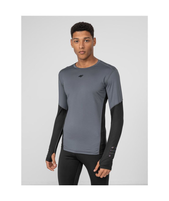 Camiseta Manga Larga de Running 4F Gris Hombre