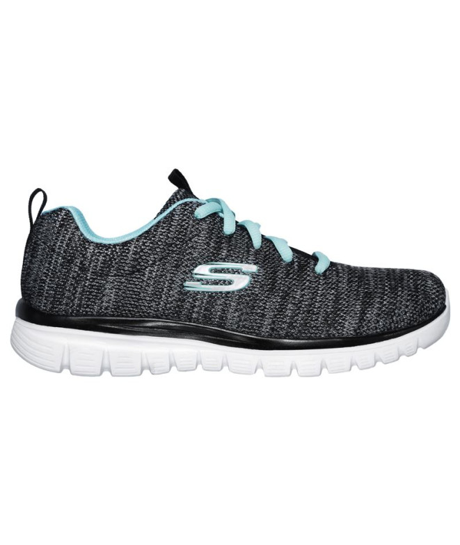 Chaussures Skechers Graceful-Twisted For Femme Noir et argent Turquoise