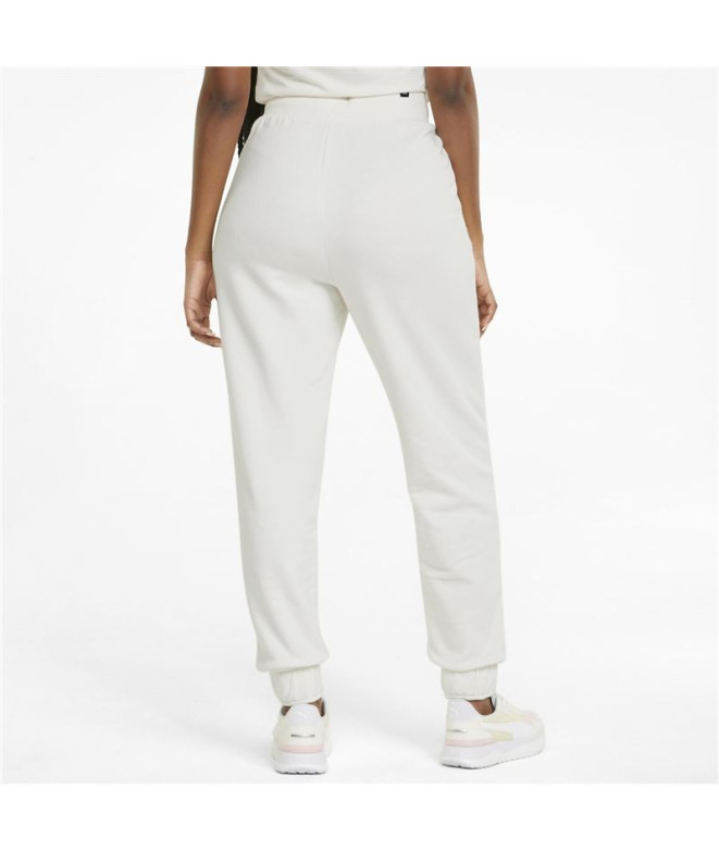Calça Puma Ess+ Embroidery High Branco Mulher