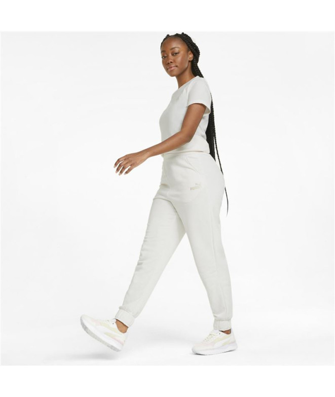 Pantalons Puma Ess+ Embroidery High White Femme