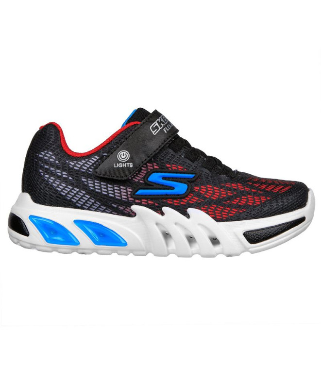 Chaussures Skechers Flex-Glow Elite-Vorl Enfant Synthétique noir / Garniture rouge et bleue