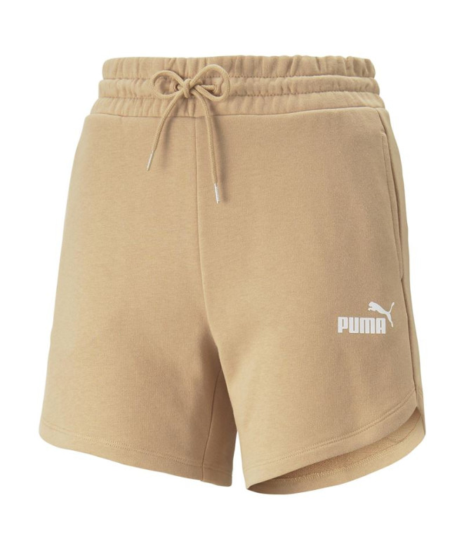 Calças de cintura alta Puma Essentials 5" para mulher Bege