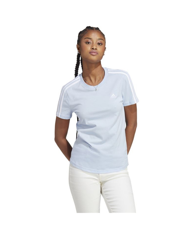 Camiseta adidas 3S T Azul Mujer
