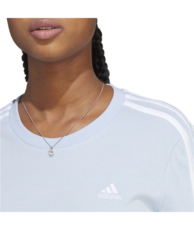 Camiseta adidas 3S T Azul Mujer