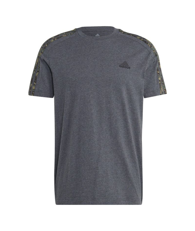 T-Shirt adidas Essentials Single 3 Stripes Man Cinzento