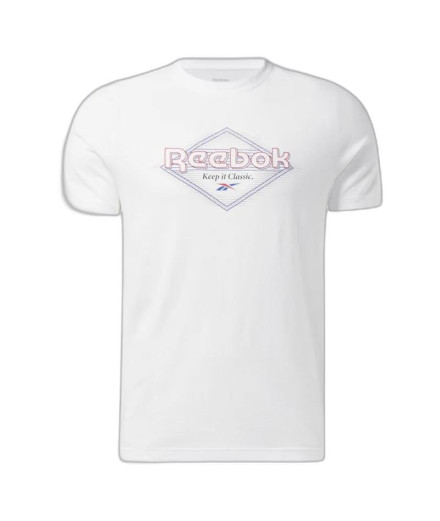 Camiseta Reebok Homem Série Graphic Branco Camiseta Reebok Homem Série Graphic Branco