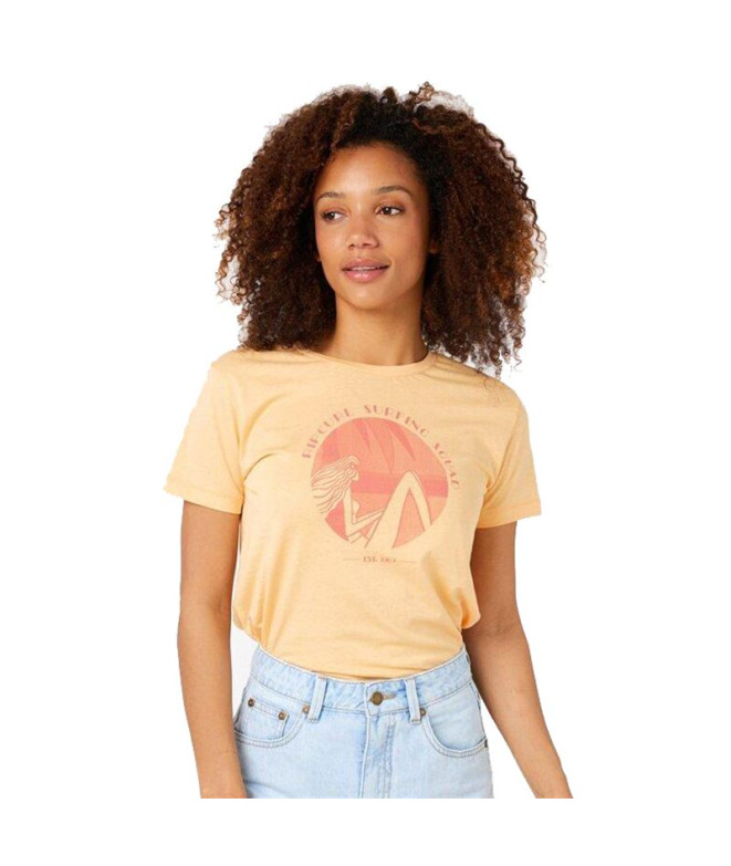 Camiseta Rip Curl Re-Entry Crew Neck Mujer Coral