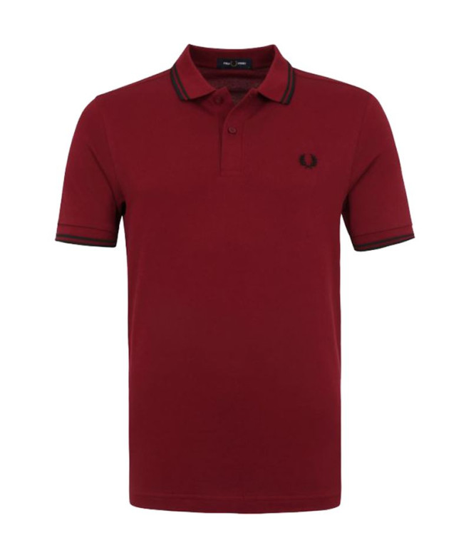 Polo Fred Perry Twin Tipped vin rouge Hommes