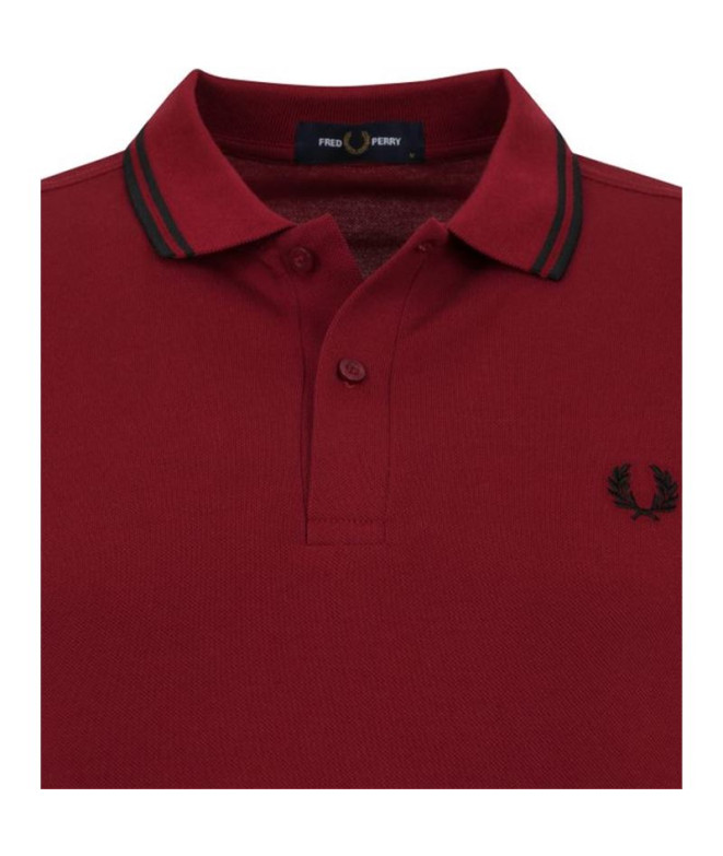 Polo Fred Perry Twin Tipped vin rouge Hommes